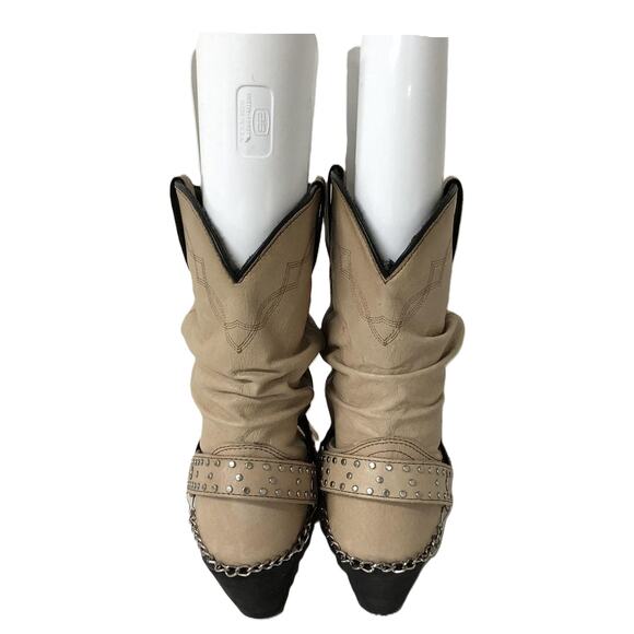 Shyanne Slouchy Leather Harness Studded Western Boots 9 - Picture 3 of 9